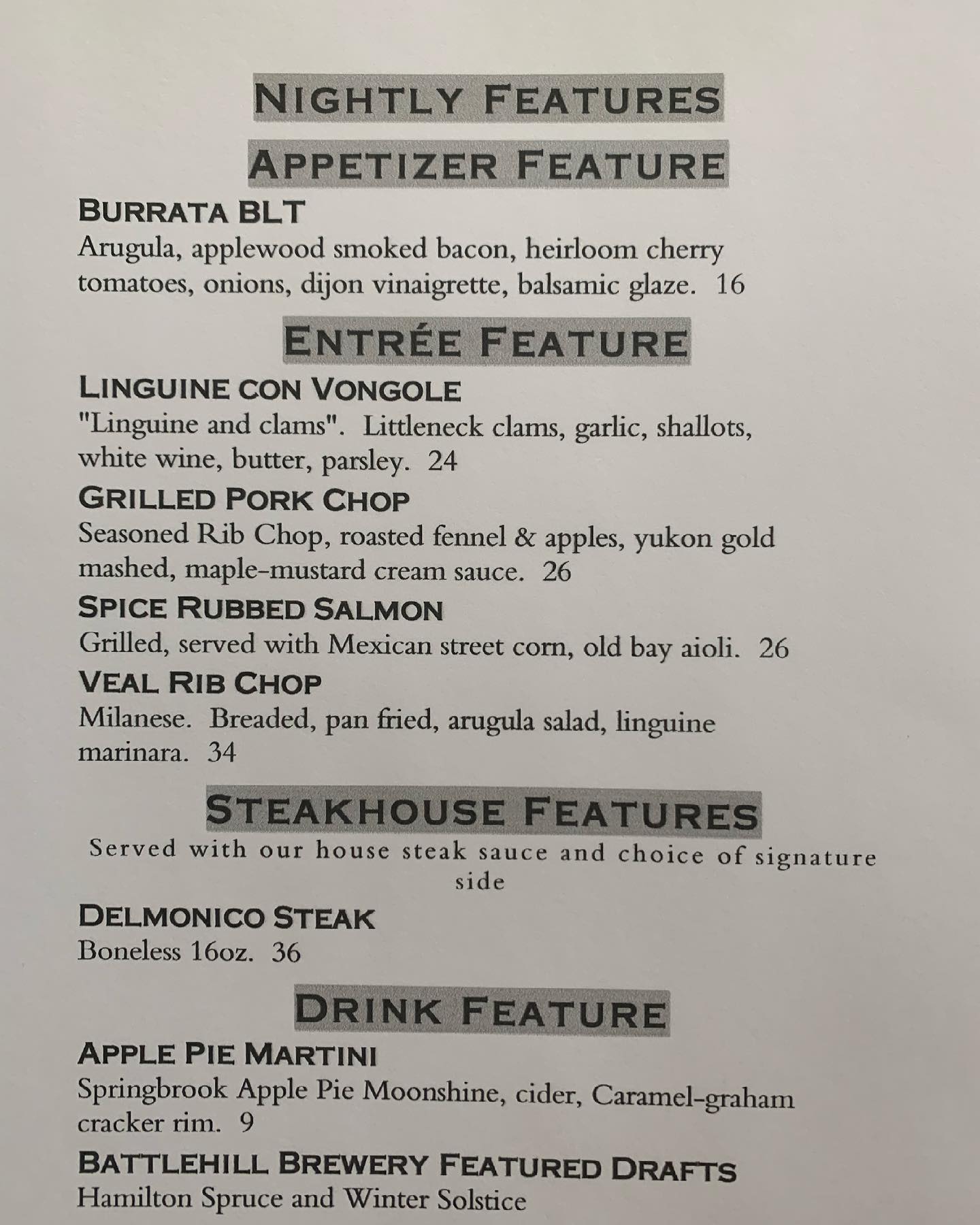Jack's American Bistro Home Queensbury, New York Menu, Prices