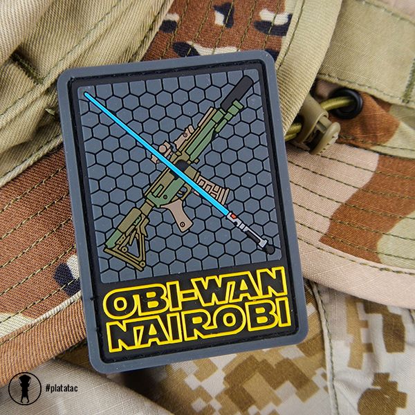Toppe Tattiche In Gomma PVC OBI Wan Nairobi - Emblemi Militari Con Velcro | Decorazioni Per Giacche, Zaini, Cappelli | 9 X 6.8 Cm | Fissaggio Adesivo O Cucito