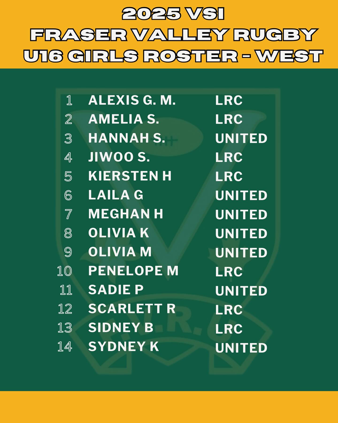 Announcing this year’s U16... - Fraser Valley Rugby Union