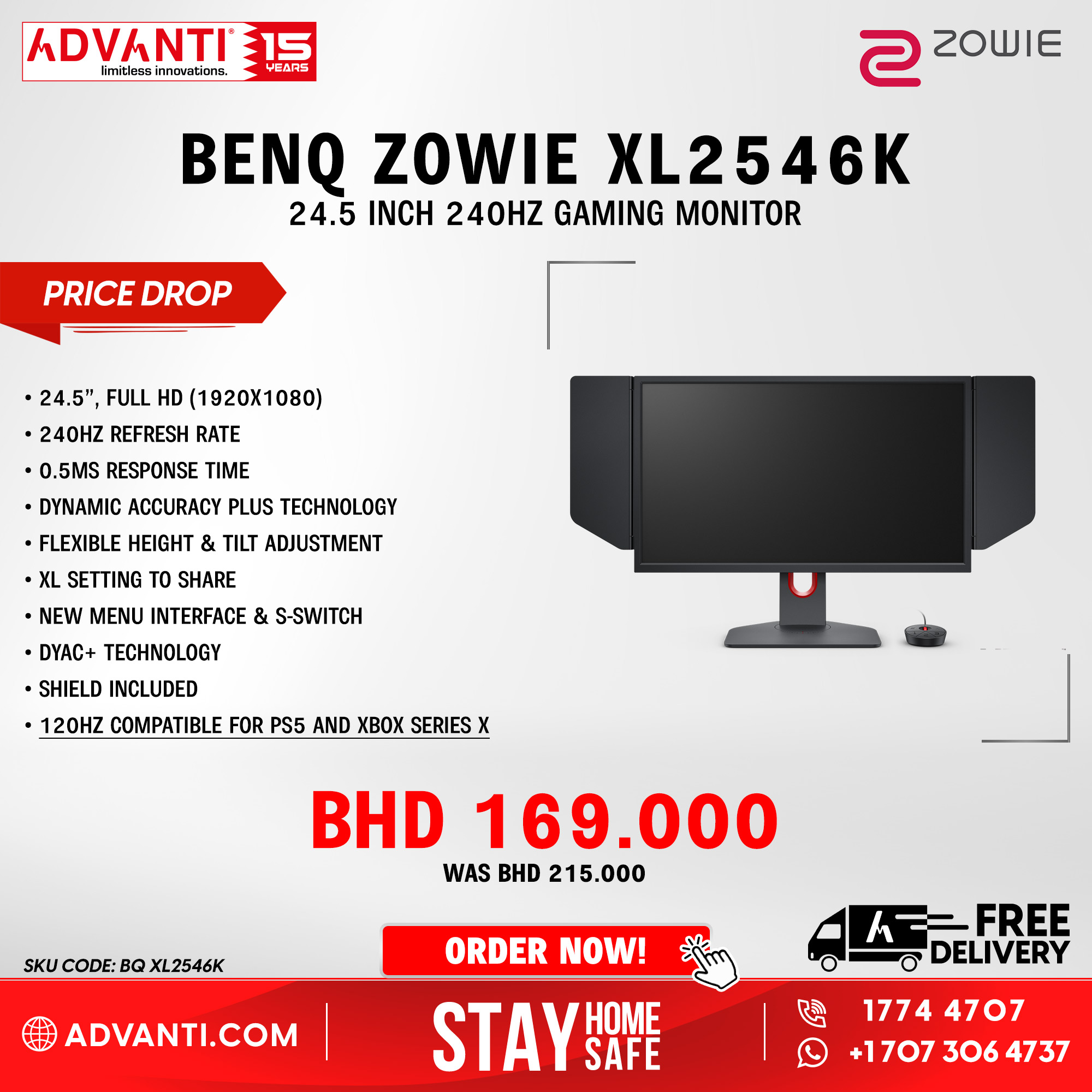 Advanti Price Drop Benq Xl2546k 25 240hz 0 5ms Professional Gaming Monitor New Price Bhd 169 00 Vat Inclusive For Orders Www Advanti Com We Deliver Advantibahrain Killeroffer Discount Pricedrop