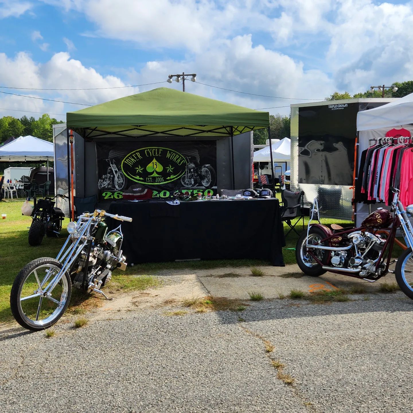 All setup @thesmokeoutrally come by... - Joker Cycle Works