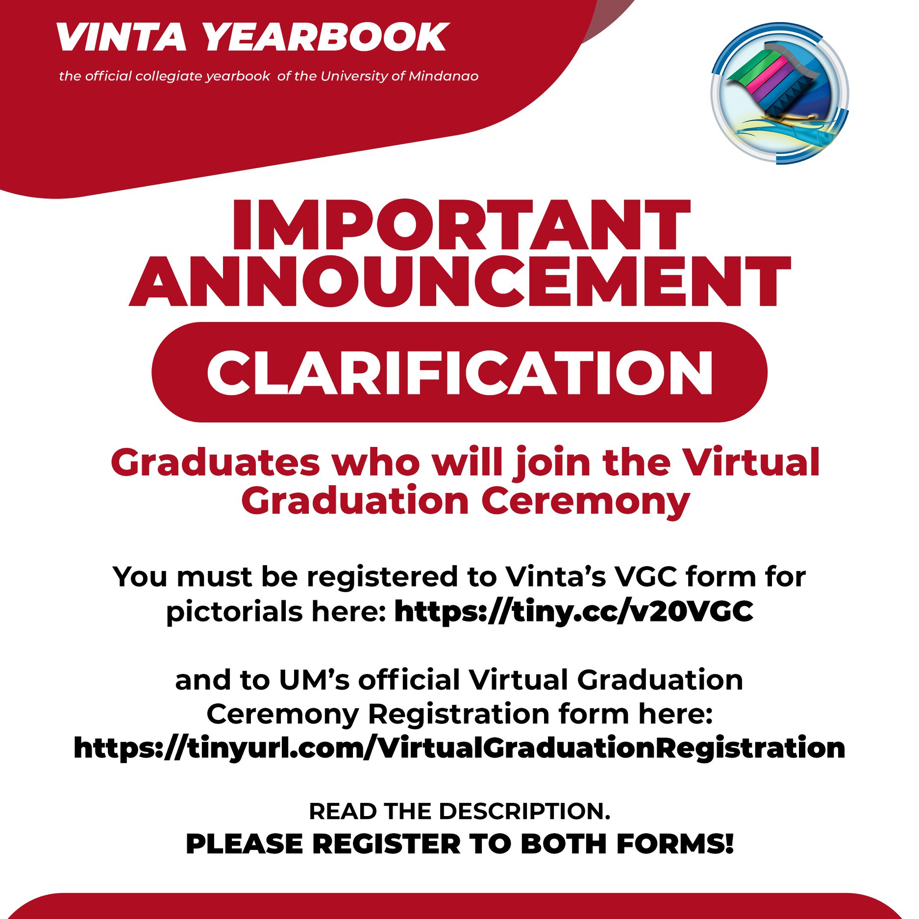 Vinta Yearbook - | IMPORTANT ANNOUNCEMENT | Graduates who...