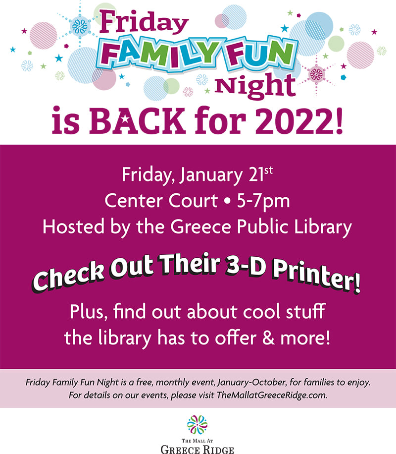 Friday Family Fun Night is BACK... - The Mall At Greece Ridge | Facebook