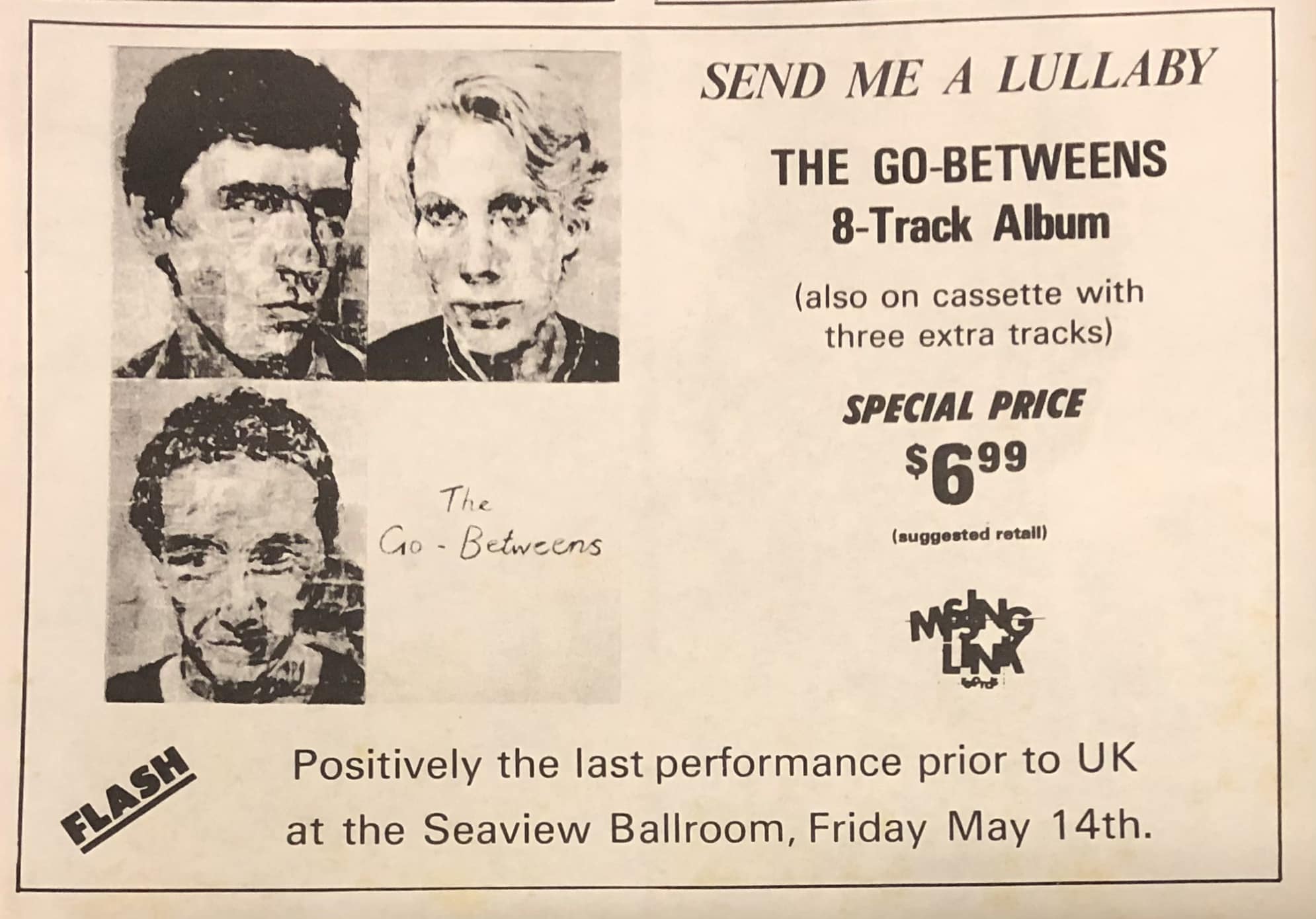 The Go-Betweens album ad from Virgin Press in 1982