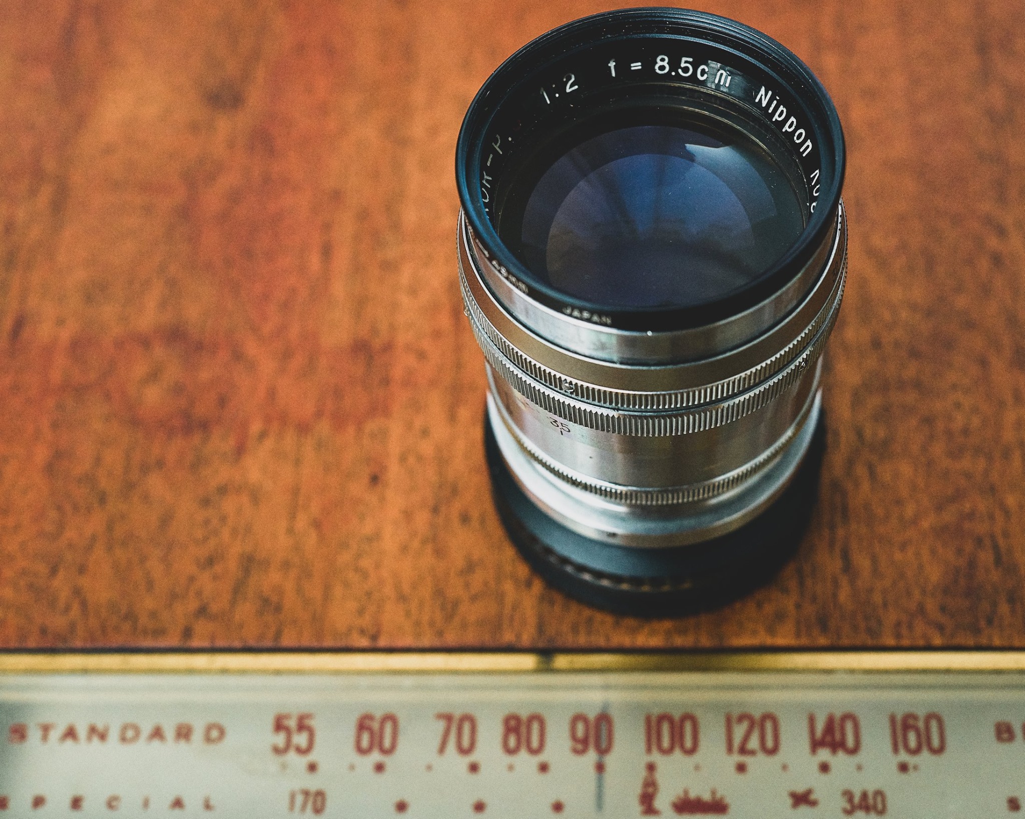 1953 Nikkor P-C 1:2 f=8.5cm LTM on A7C