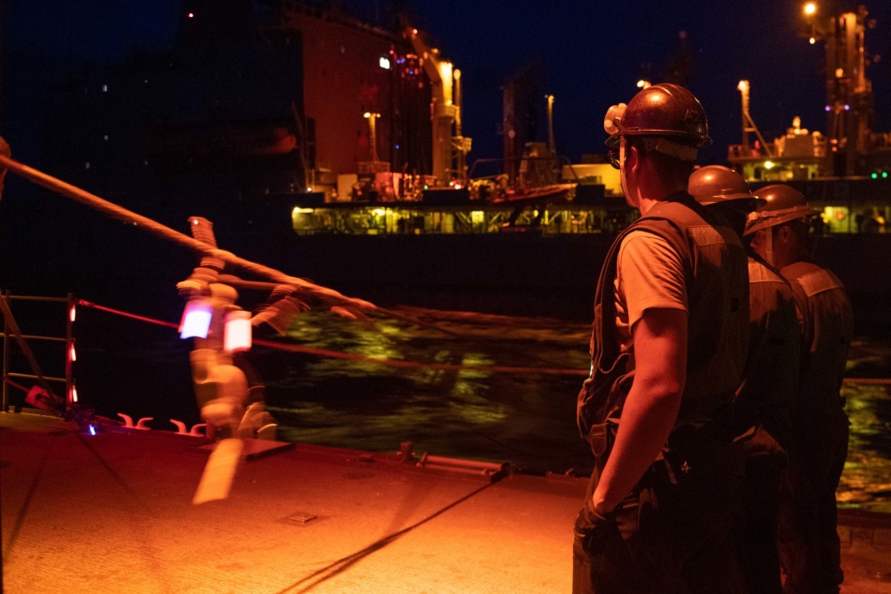 U.S. 7th Fleet - PACIFIC OCEAN (Sept. 16, 2020) Riggers stand by to ...