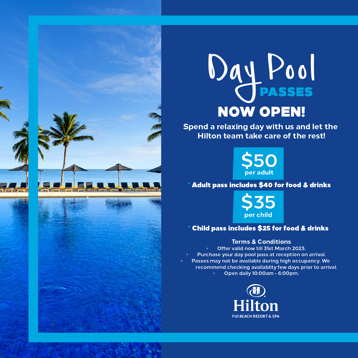 Hilton - Pool passes still available!😎☀️ Grab a friend, grab a pool ...