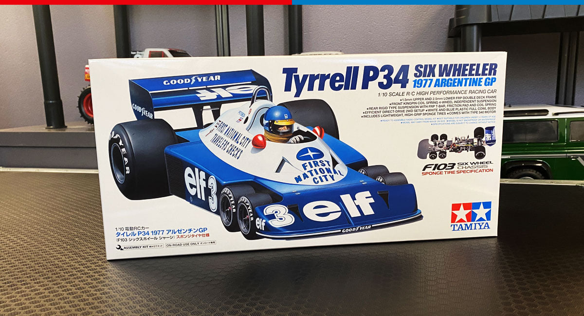The #Tamiya #Tyrrell #P34 6-Wheel Argentine GP 1977 is a rer