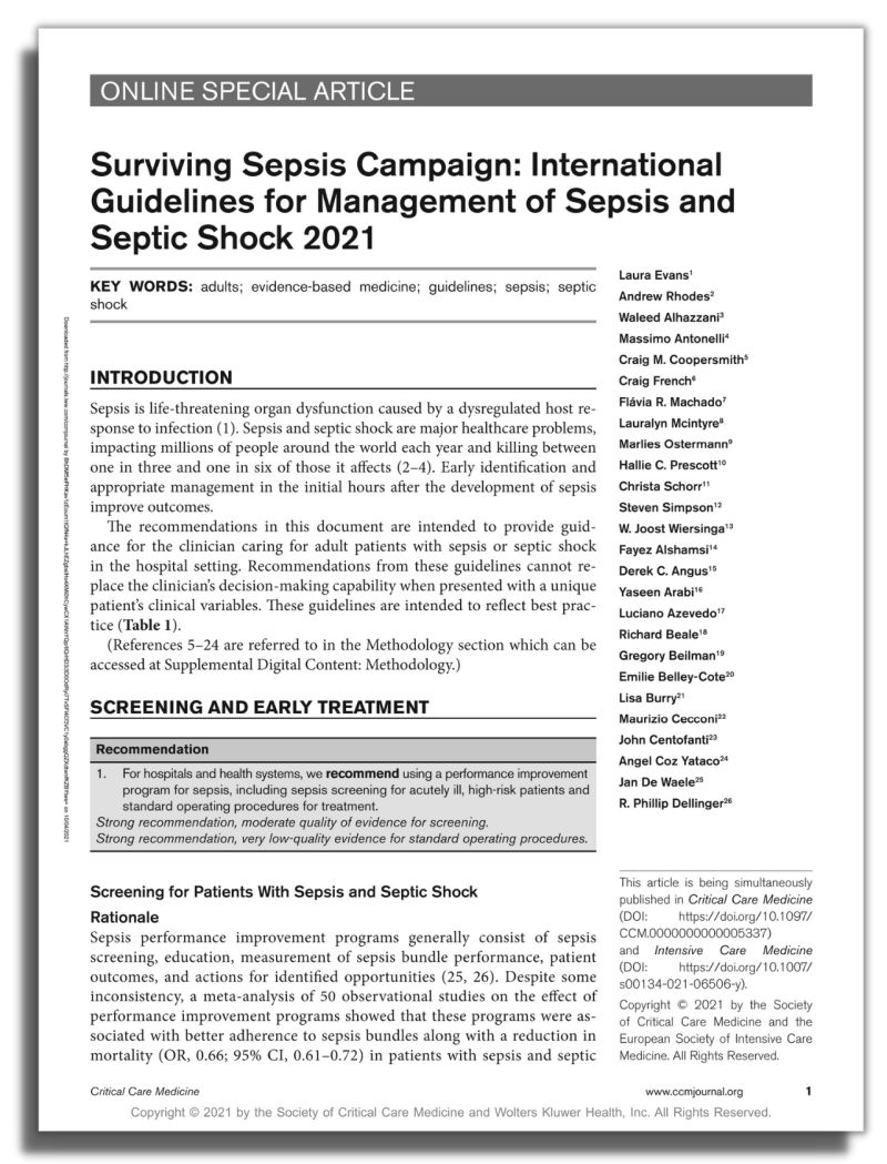 Society of Critical Care Medicine (SCCM) - The Surviving Sepsis ...