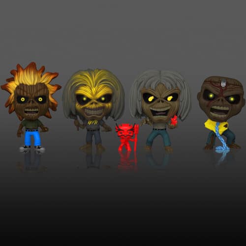 🚨PRE-ORDER: FUNKO POP! ROCKS: Iron Maiden - Eddie 4PK (Glow in