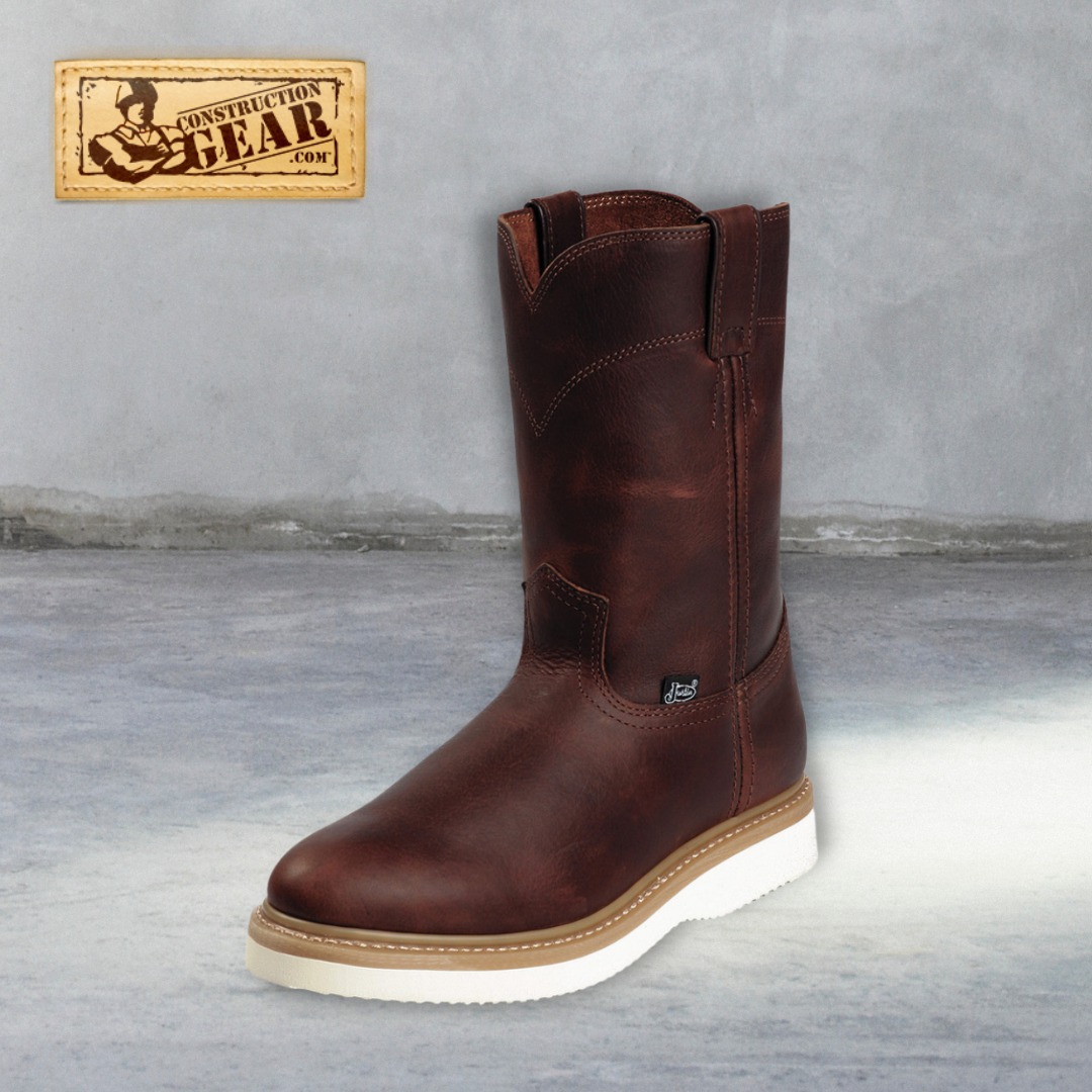 ConstructionGear.com - The Justin Boots Axe Tan Soft Toe Work Boots are ...