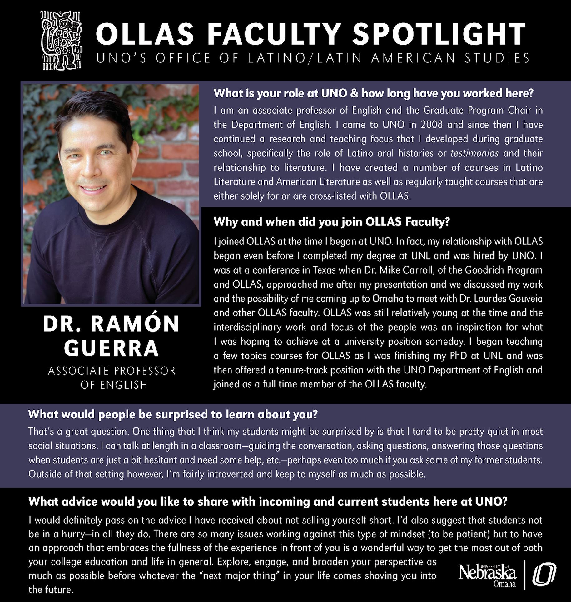 UNO - Spotlight time! Get to know OLLAS Faculty member, Dr. Ramón ...