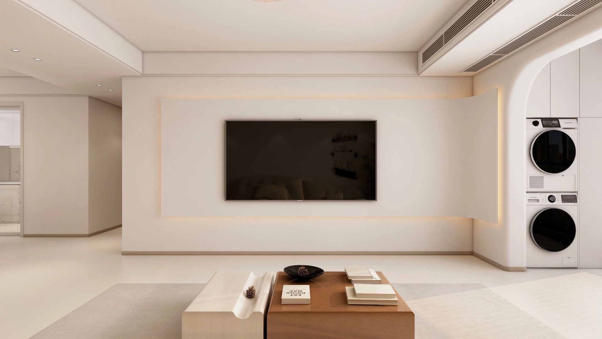 極簡奶油風！硬裝簡約設計，讓軟裝發揮更大嘅空間😍... - House Design-澳門一站式裝修設計平台