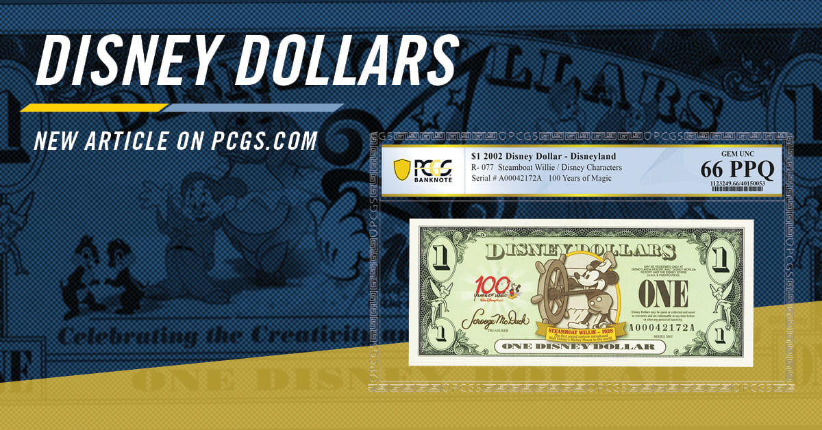 1987 – “Disney Dollars” roll off Mickey's printing press for the