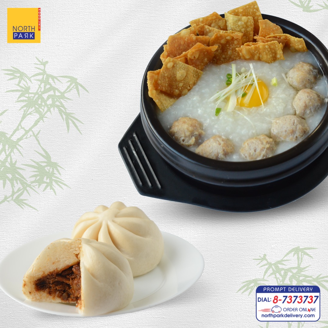 North Park Noodle House - A warm bowl of Bola-Bola Congee plus Asado