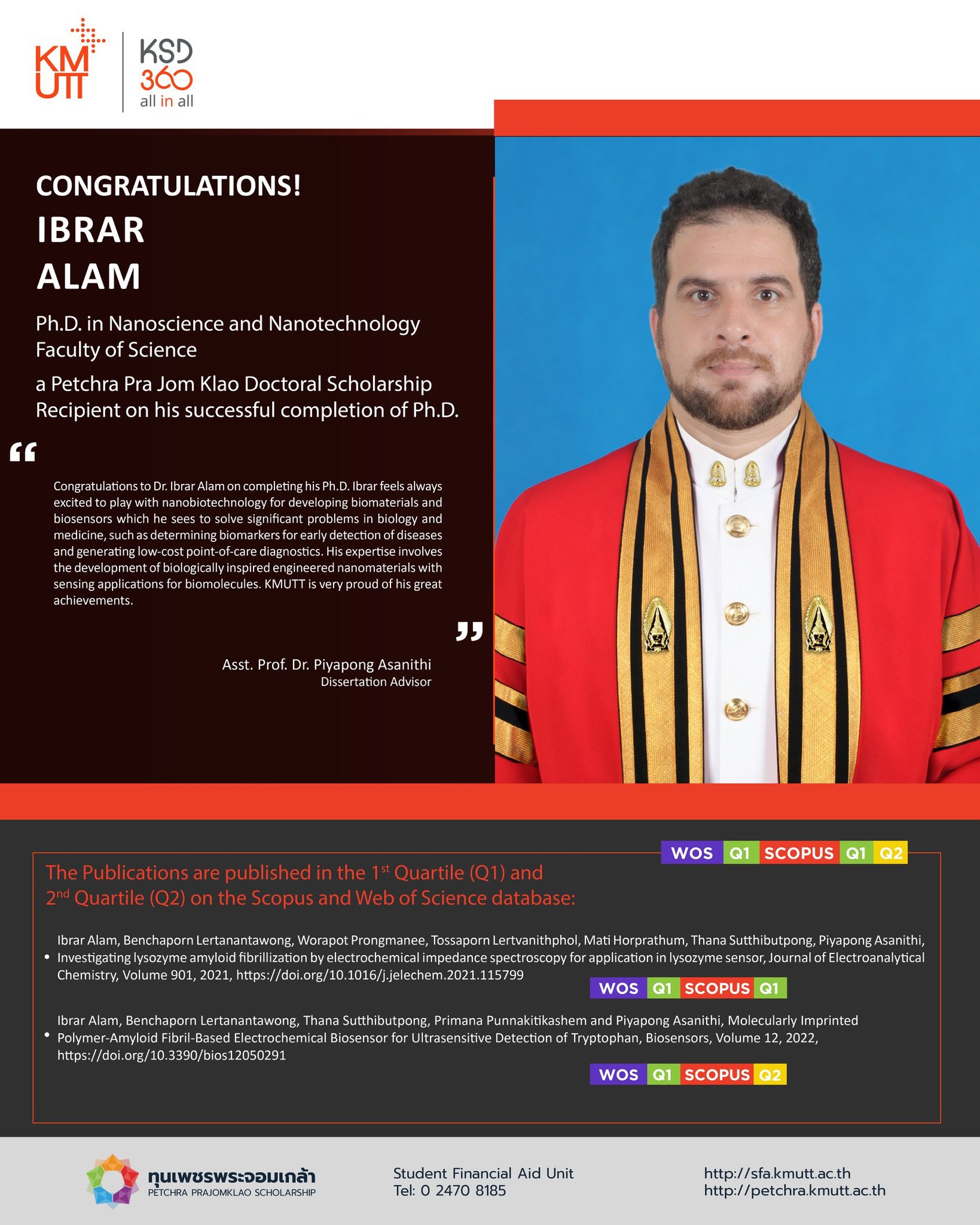 KMUTT - Congratulations! 🎉🎊 👍 Ibrar Alam, a Petchra Pra...