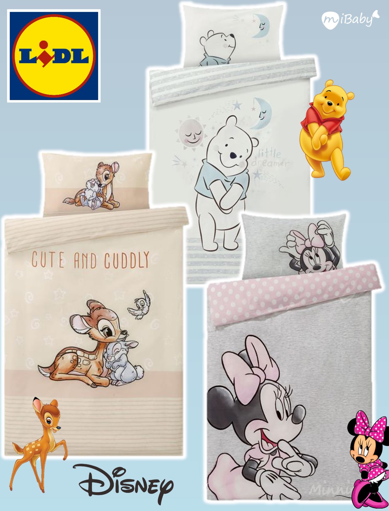 Deine Disney-Helden als Bettwäsche 🐭🐻🎀 Einschlafen ist jetzt mit den Bettwäschen von Disney viel einfacher. Bist Du für Bambi, Minnie oder Winnie? Gerade bei Lidl für nur 15,99 € erhältlich 👉🏼 https