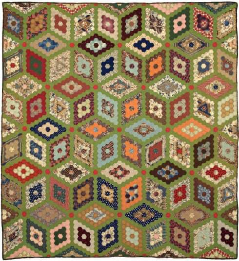 American - This 1861 mosaic quilt, made up of hundreds of hexagons, is ...