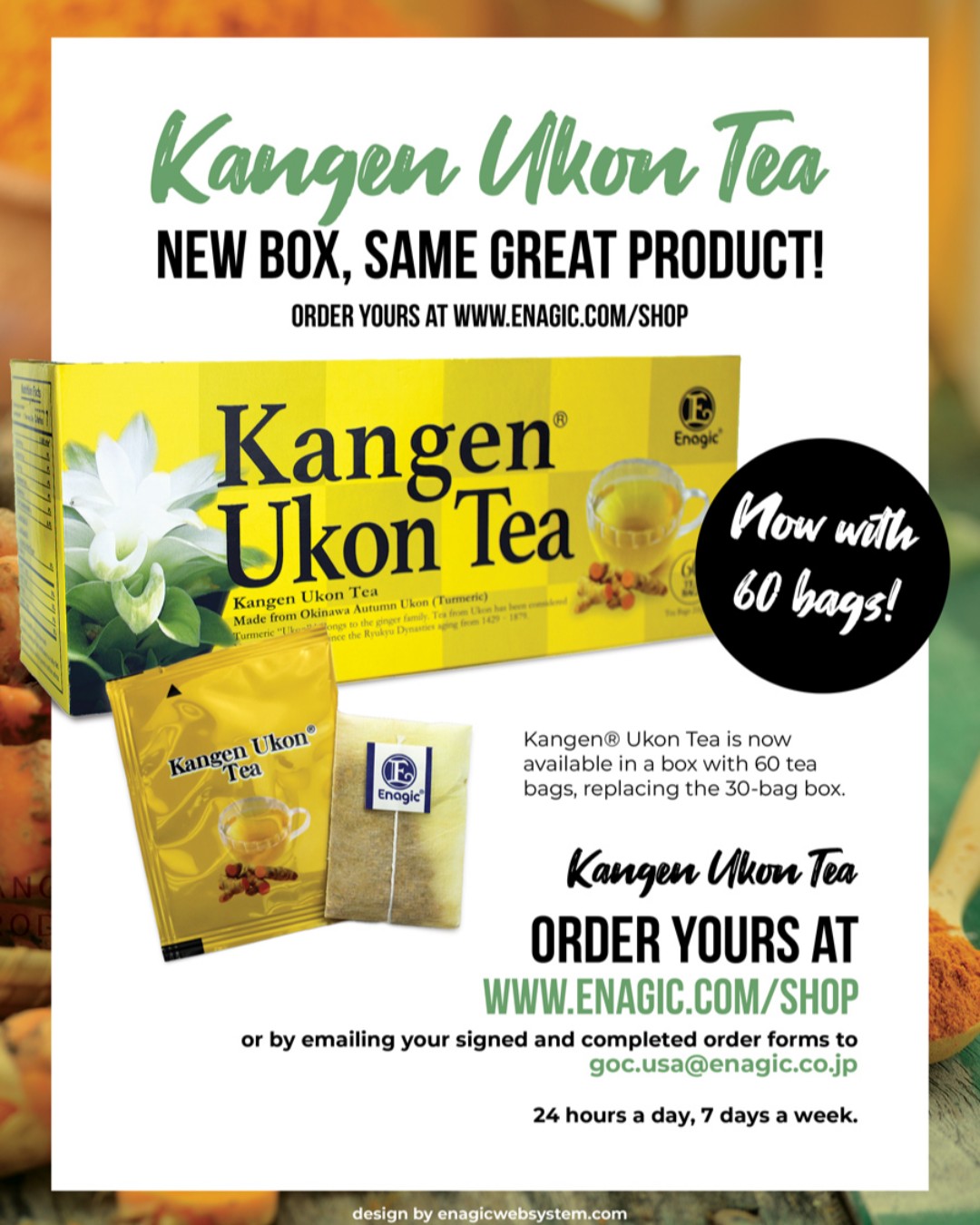 Enagic - Now available: A new Kangen Ukon Tea box with 60 bags