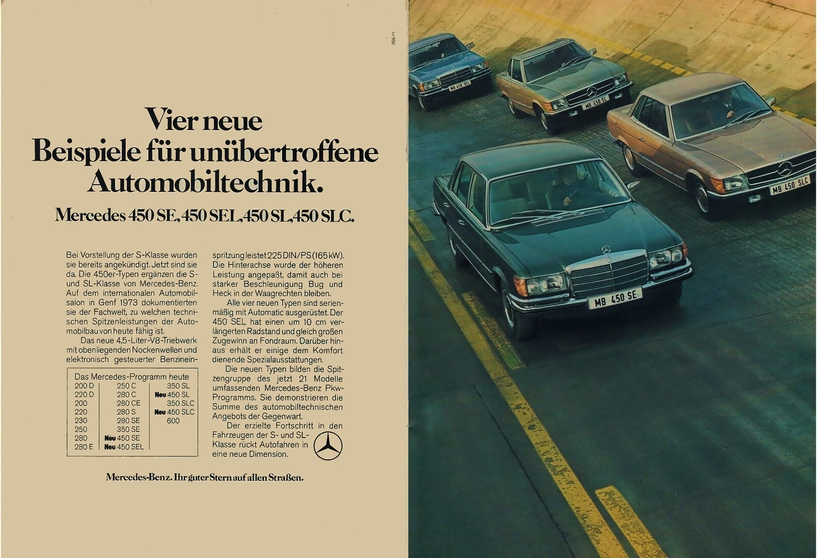 1973 Mercedes-Benz 450 models ad in Germany