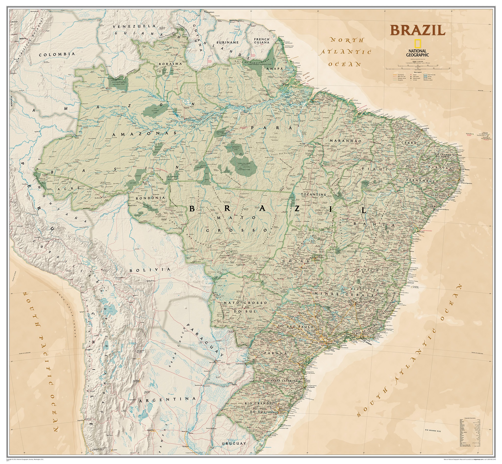 National - Our Brazil Executive wall map, at 1:5,000,000 scale, is one ...