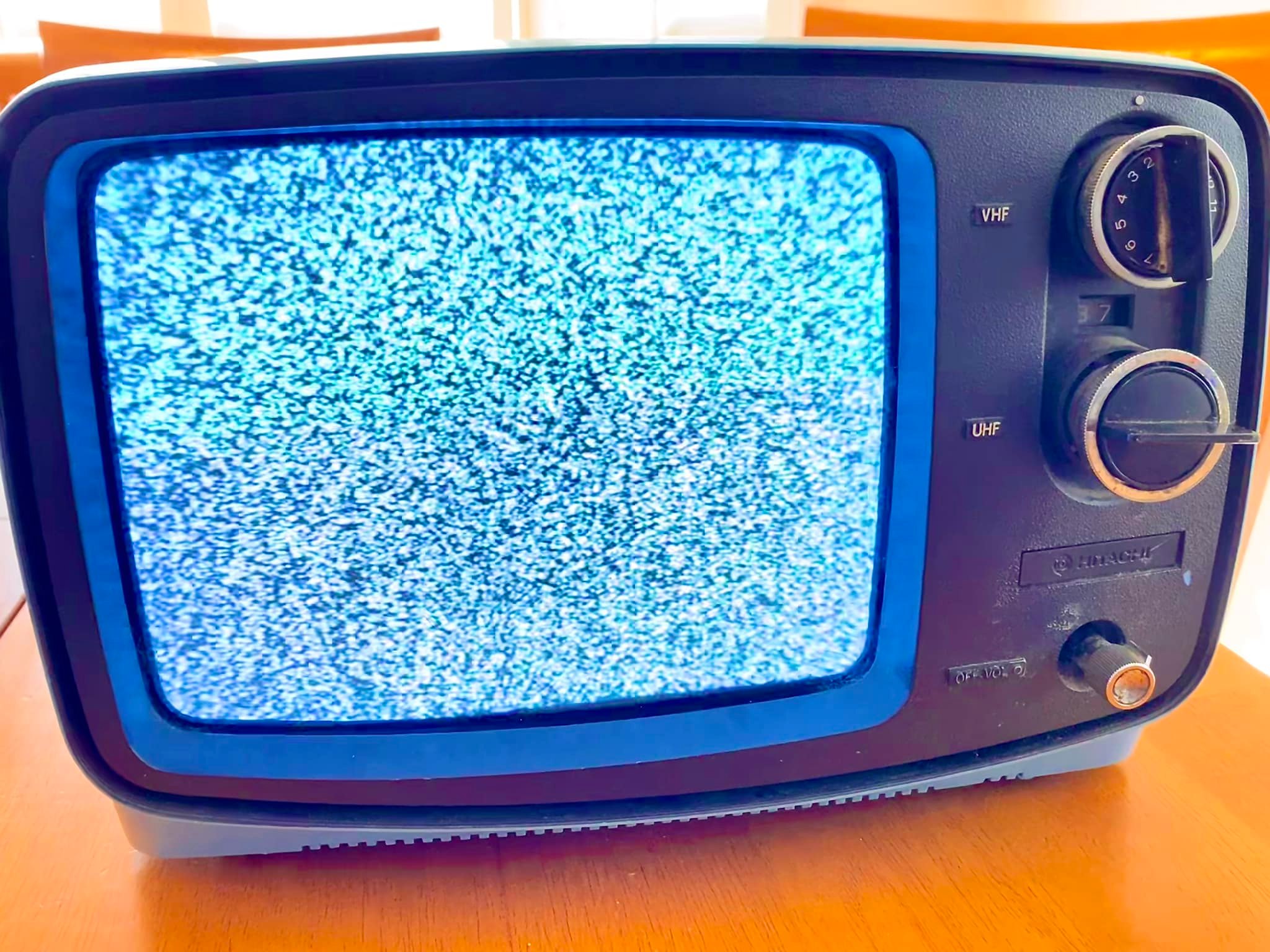 Hitachi I-28 8-inch black and white TV with Tron-inspired design