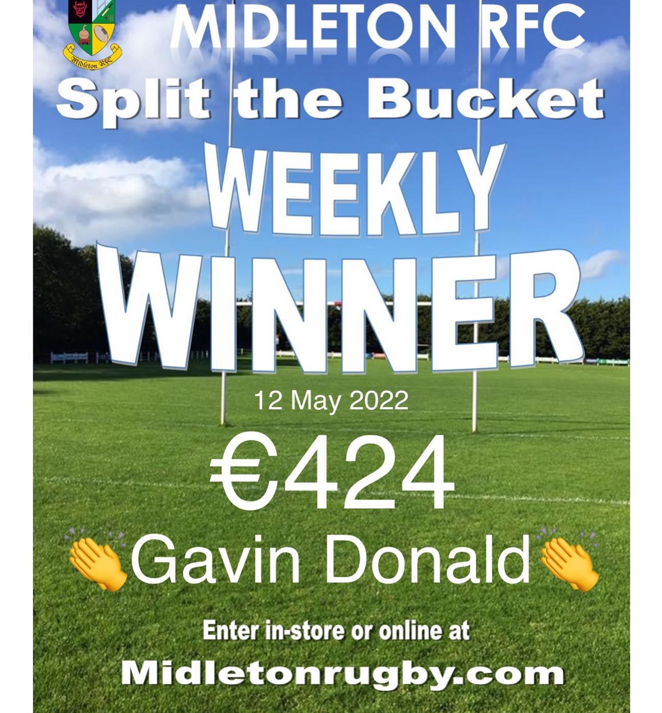 MIDLETON RFC - Congratulations to last weeks winner, Gavin...