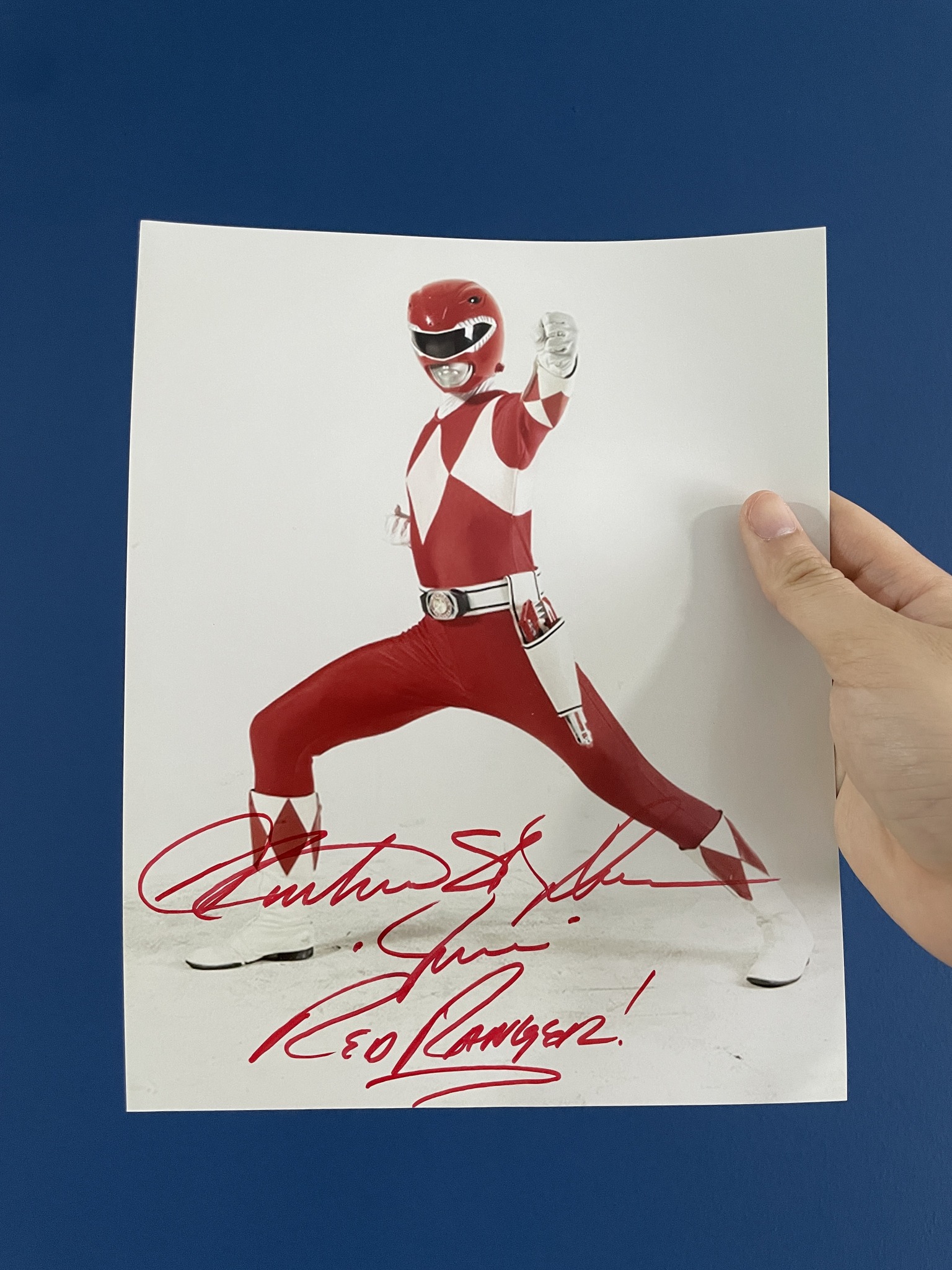 Power Rangers signed collectible featuring Jason and Red Ranger display picture 1