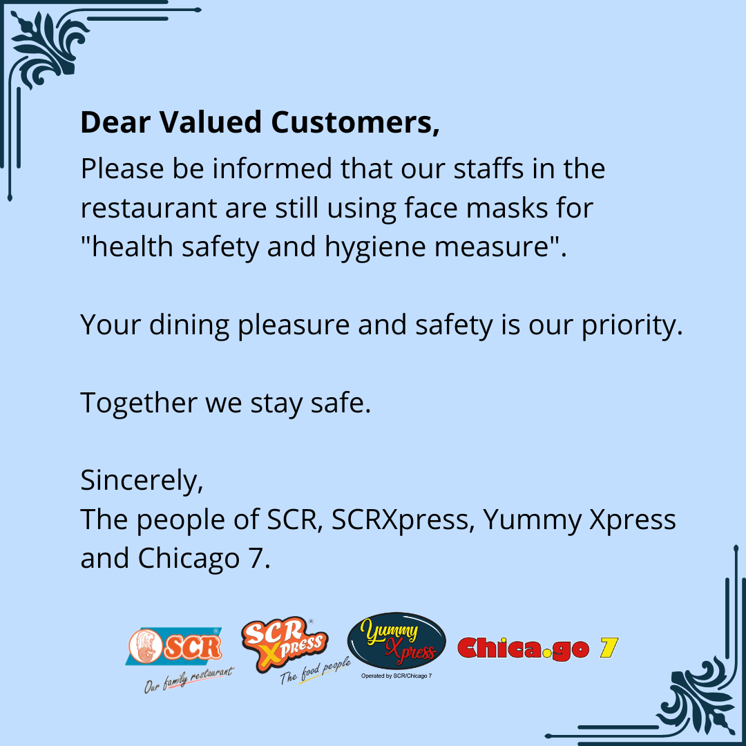 Dear Valued Customers,... - SCR - Singapore Chicken Rice