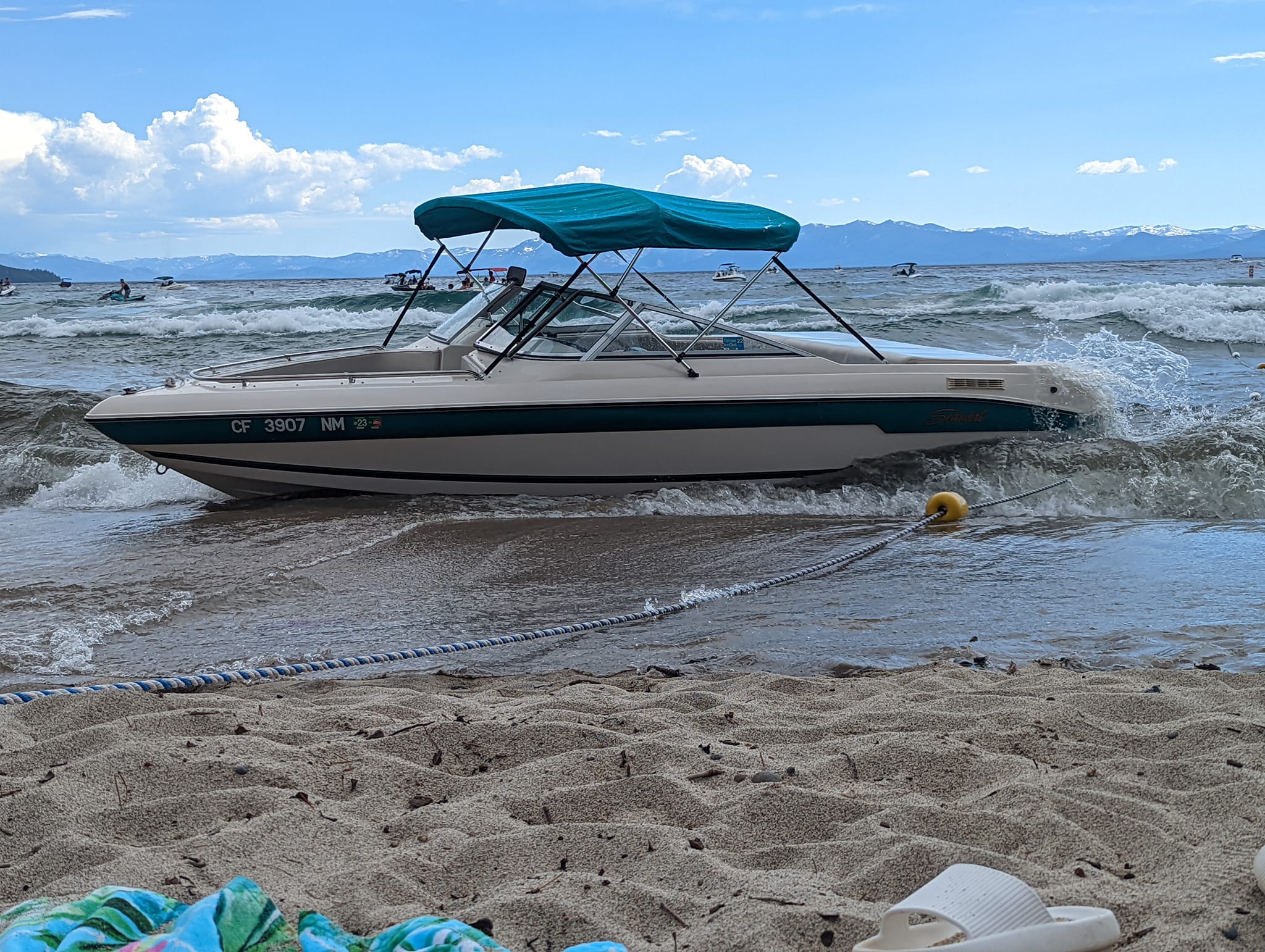 A few boats have washed up on the beach after this little 