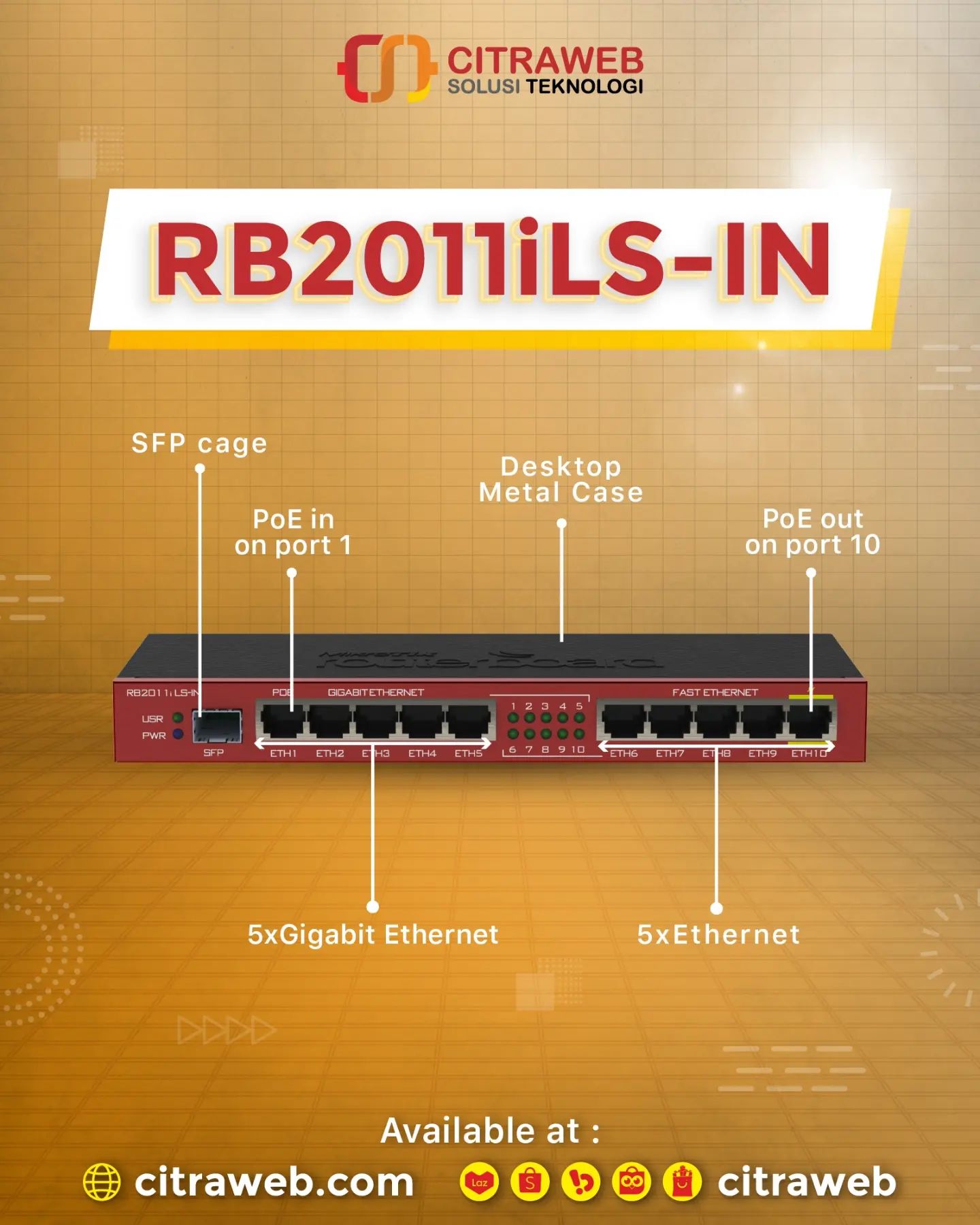Mikrotik - RB2011iLS-IN MikroTik seri RB2011 adalah seri perangkat ...