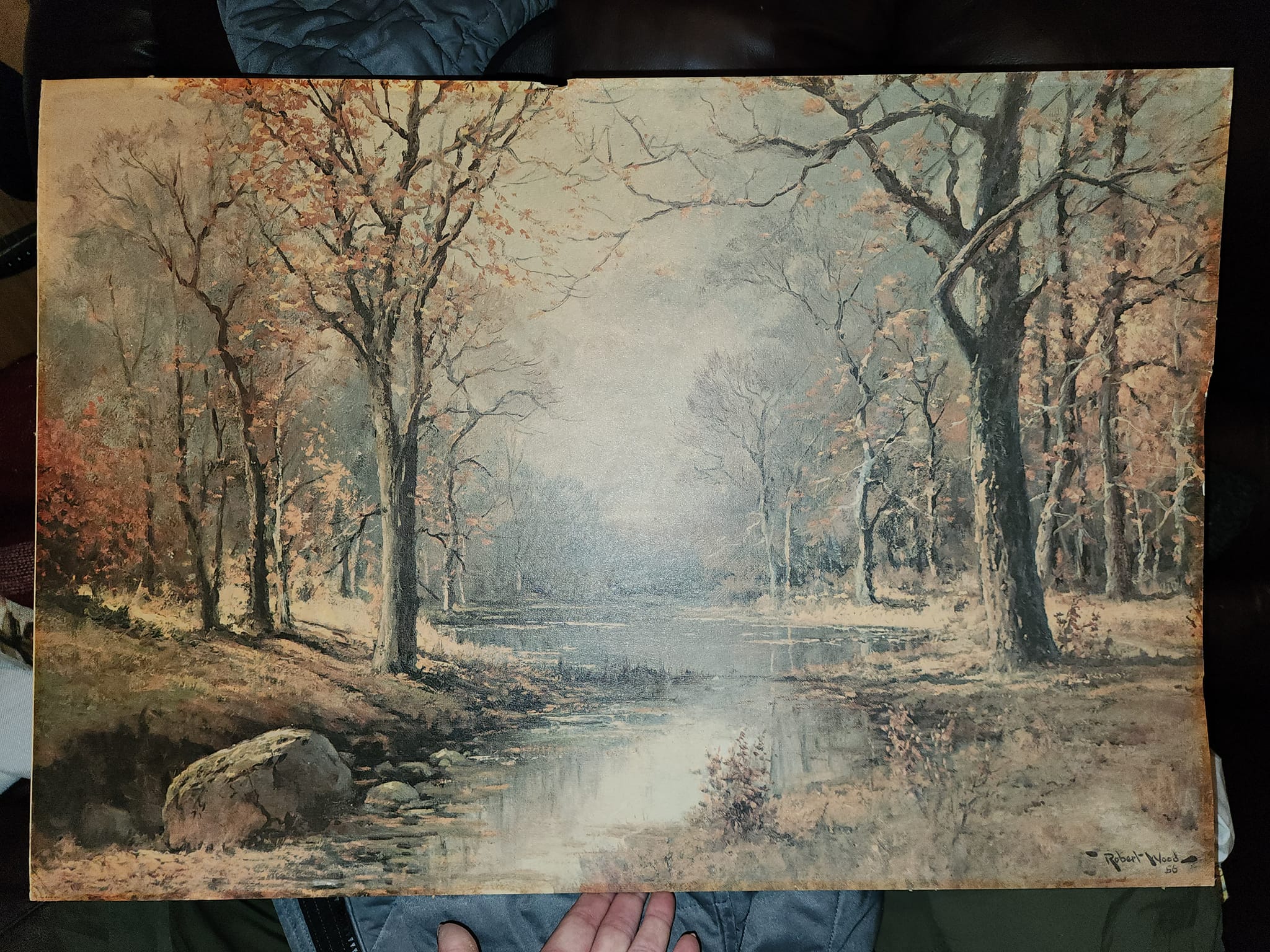 Rescued 1956 Robert Wood print October Morn from recycling