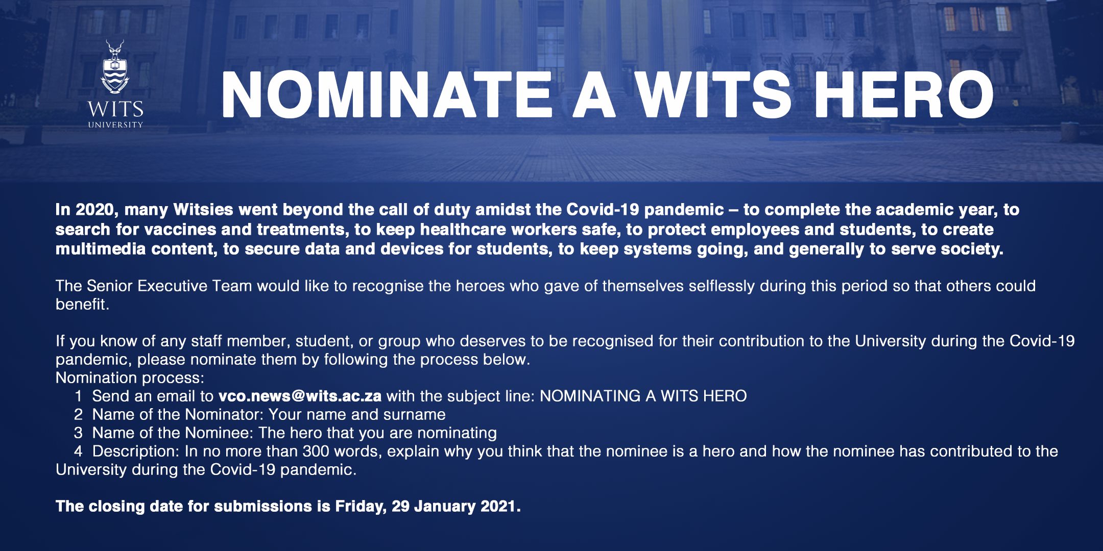 ⭐ NOMINATE A WITS... - Wits - University of the Witwatersrand