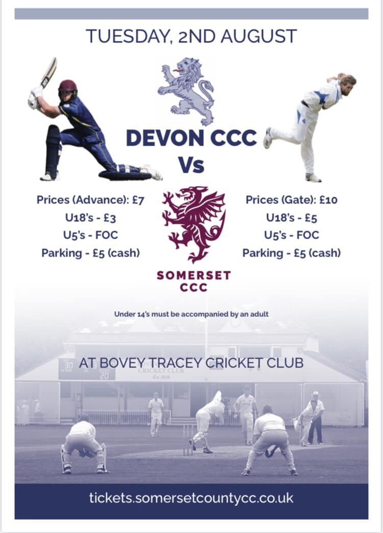Bovey Tracey Cricket Club - We are delighted to be hosting Devon CCC vs ...
