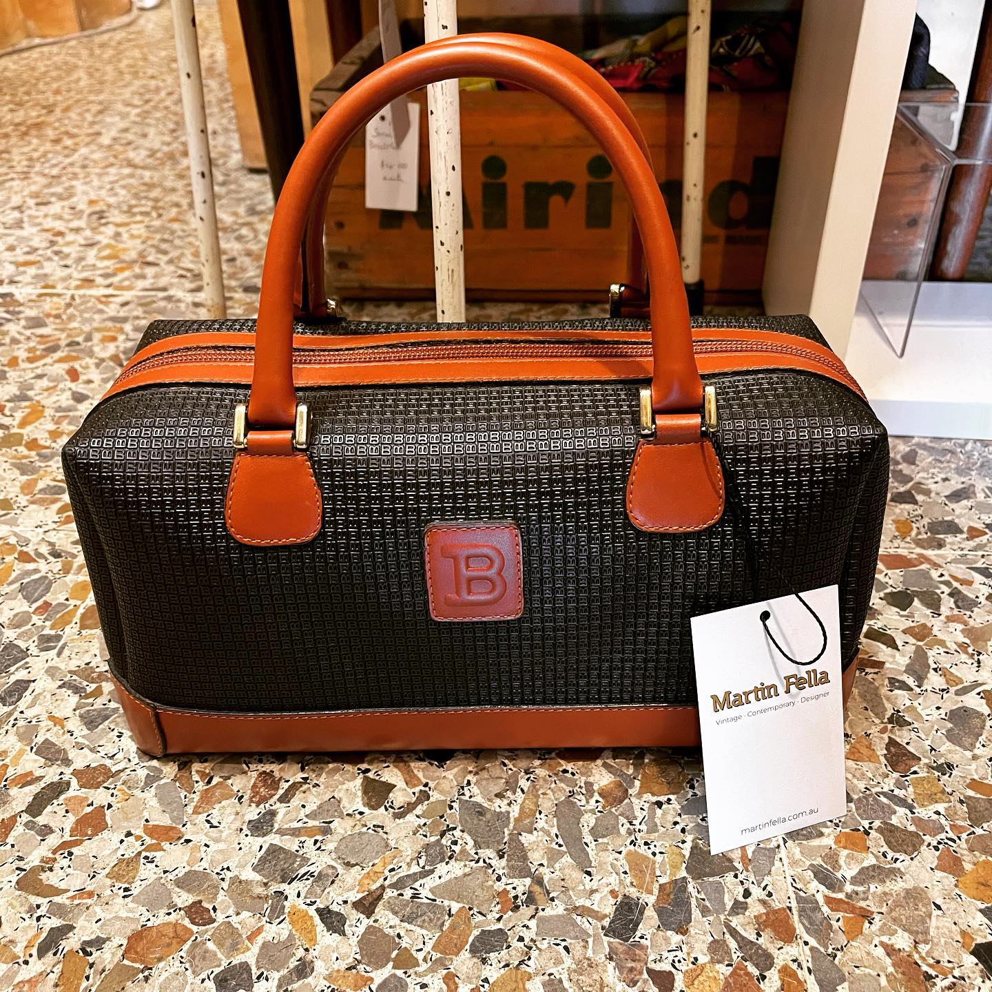 BALLY Vintage Leather Mini Boston Bag Taiwan Vintage Bally Black 