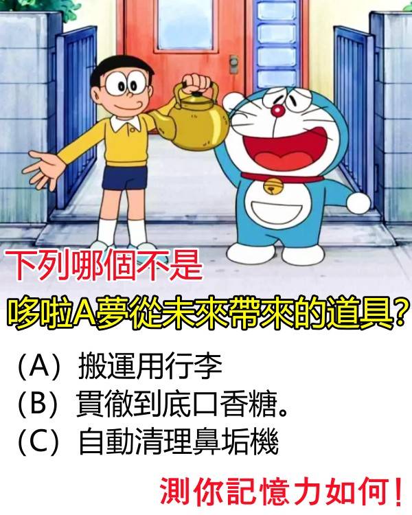 Cartoons, Inc. - 下列哪個不是哆啦A夢從未來帶來的道具？ 點擊鏈接查看答案...