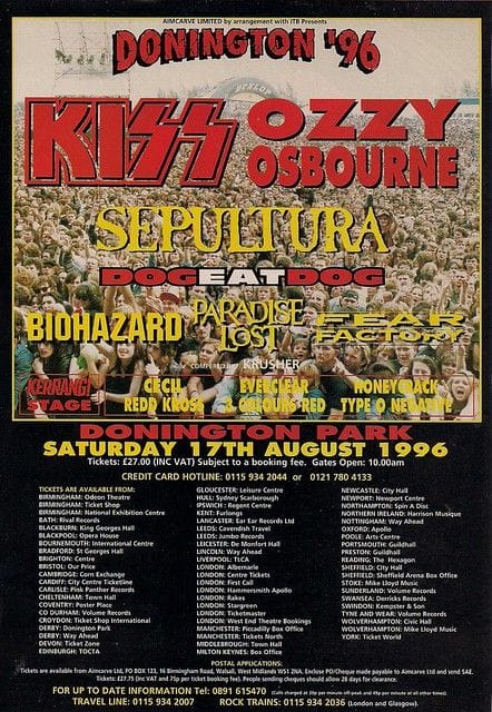 KISSTORY August 17, 1996 - KISS headlined the massive Donington