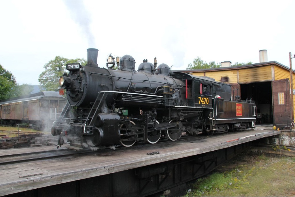 Conway Scenic Railroad's 0-6-0 No. 47 is on the turntable at North