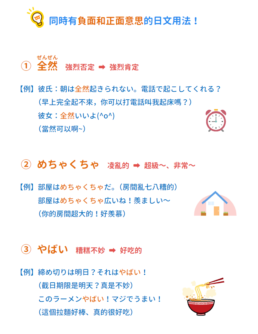 音速語言學習(日語) - 「常用日文字彙！」 日文當中有些字，本來是負面否定意思，現在也可以當作正面意思使用，... | Facebook