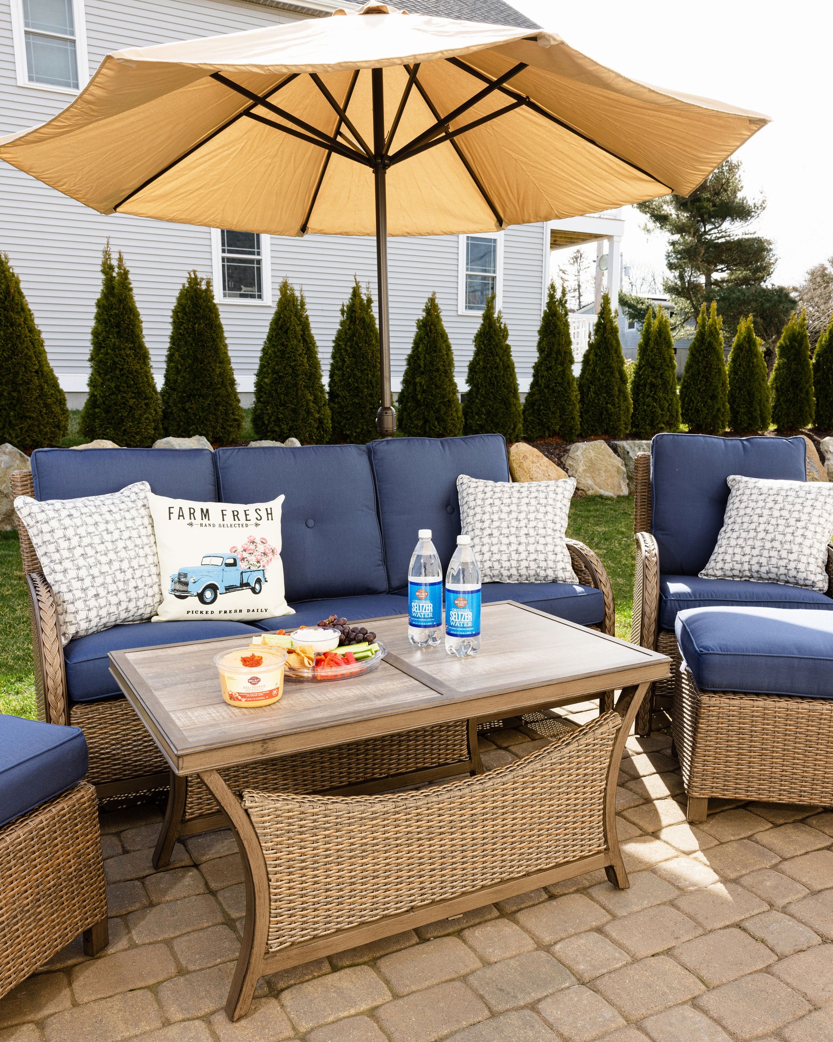 bjs patio furniture and umbrellas Living Home Outdoors Convertible Swing Bring warm weather vibes to