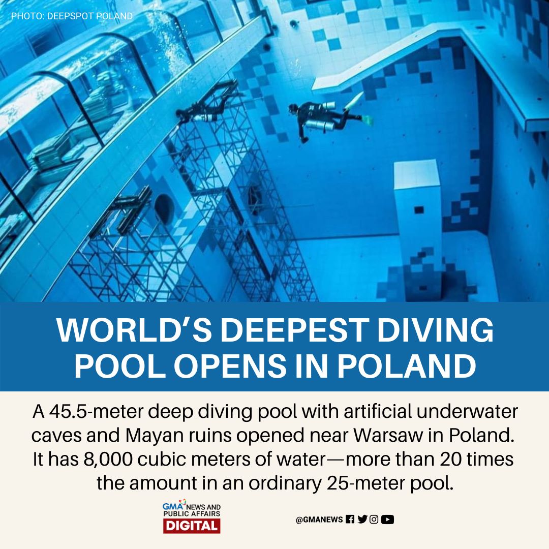 GMA News - Nagbukas ang 45.5-meter na deep diving pool sa Poland at ito ...