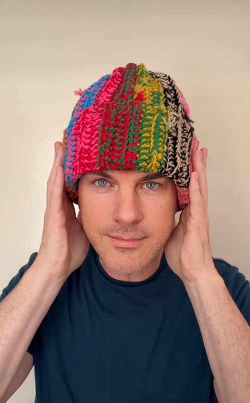 Making a Supreme multicolor beanie