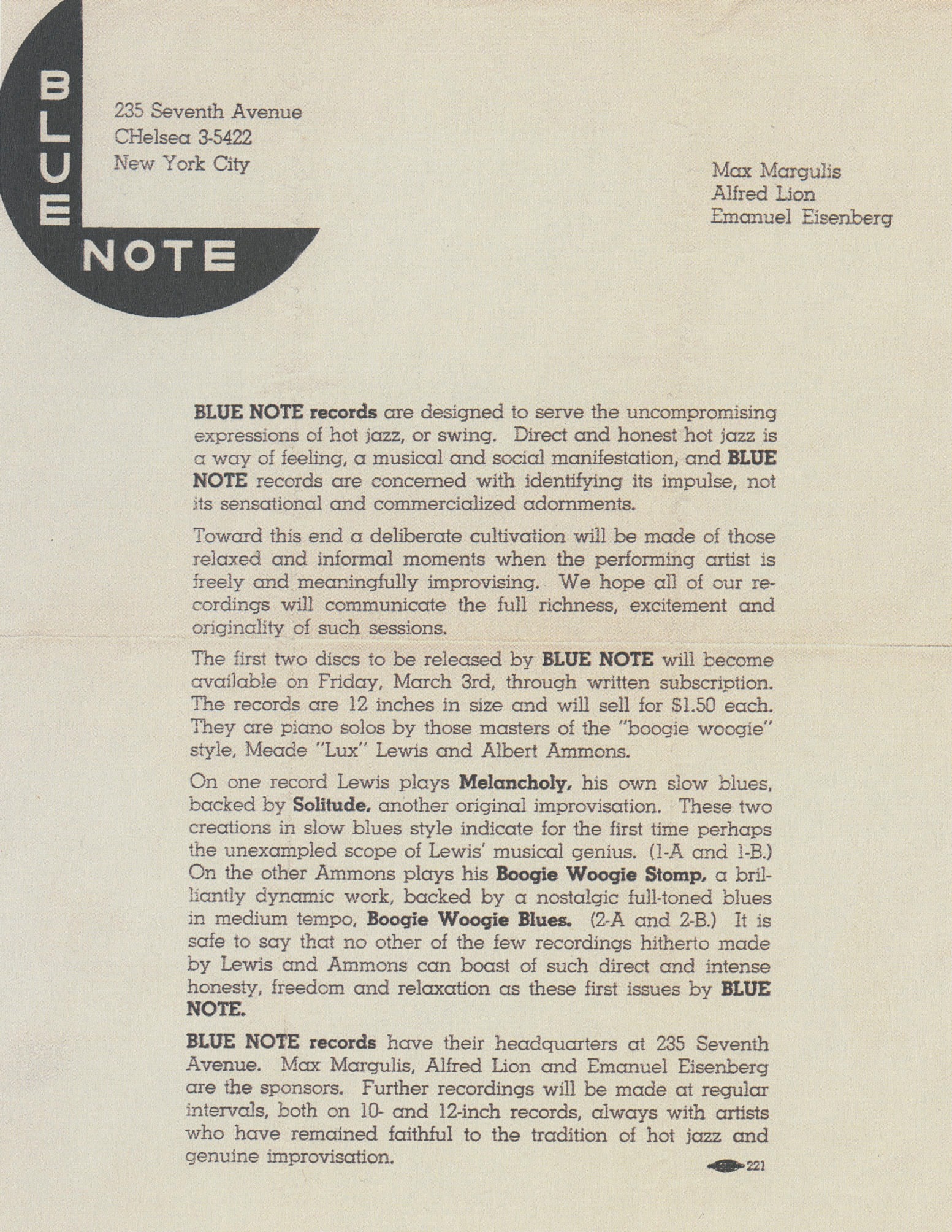 Blue Note Records was founded 85 years ago today on January 6