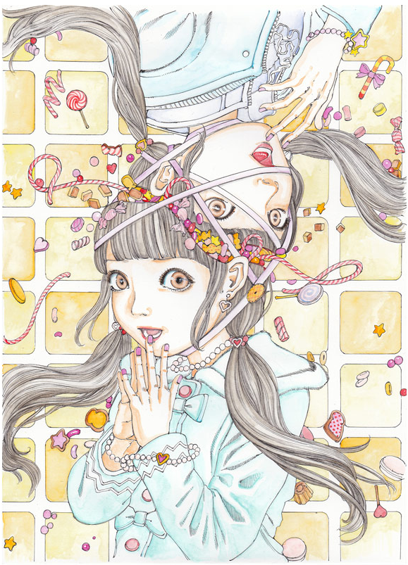 Hello! Illustration of Japanese horror cartoonist Shintaro Kago