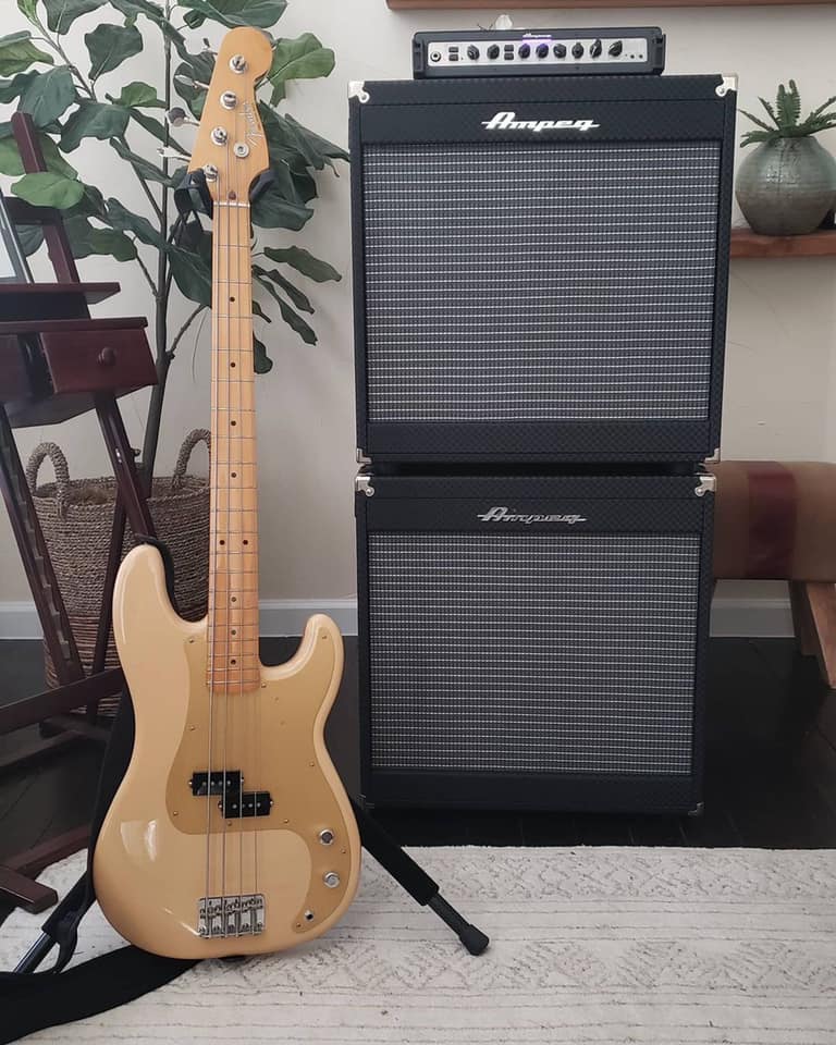 Great shot of two Ampeg PF-210HEs and a PF-800 from