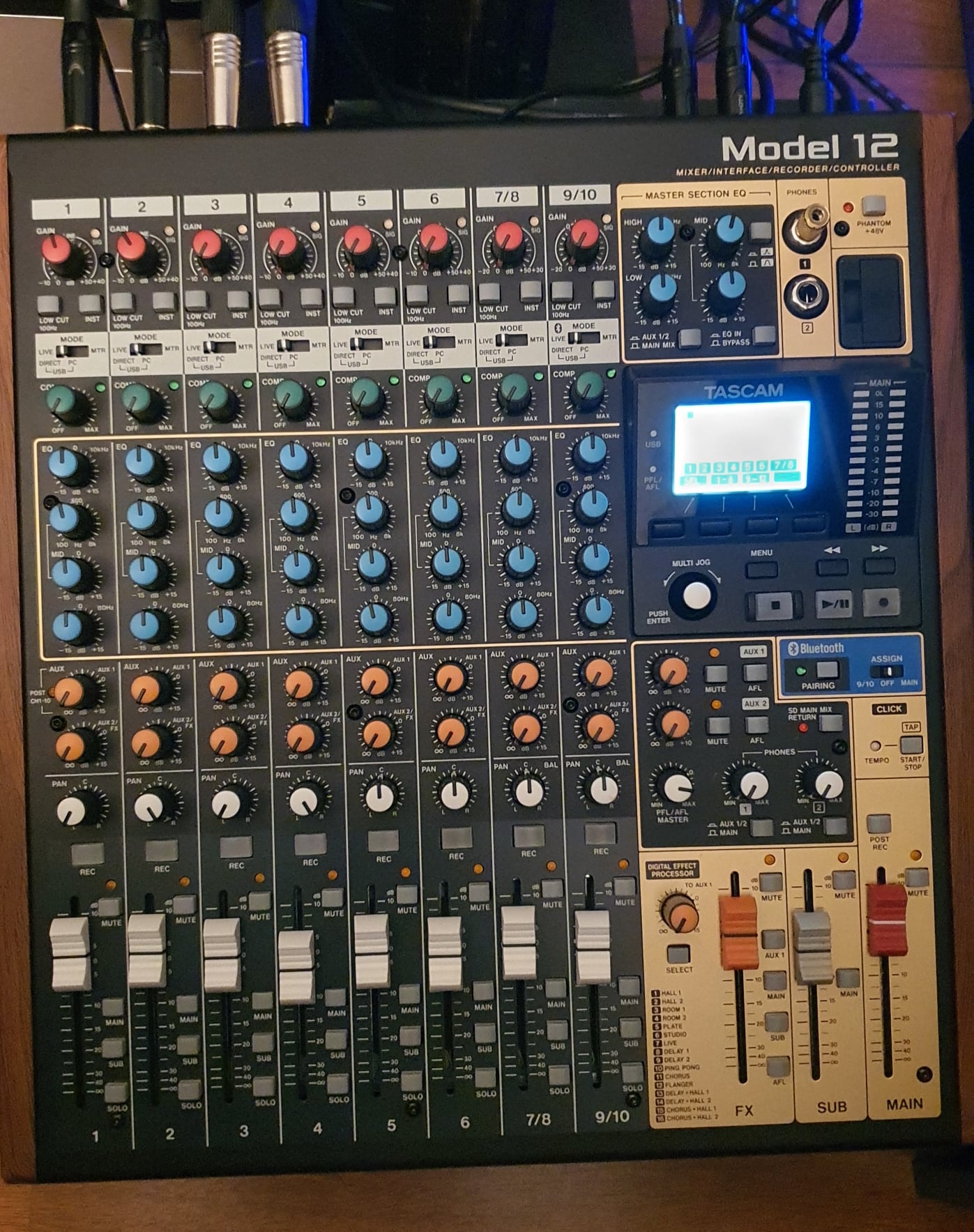 Why is there no sound from Tascam Model 12 mains?