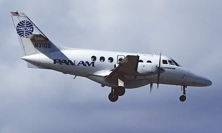 N3108 Jetstream 31 of PanAm Express seen at Miami in October 1990