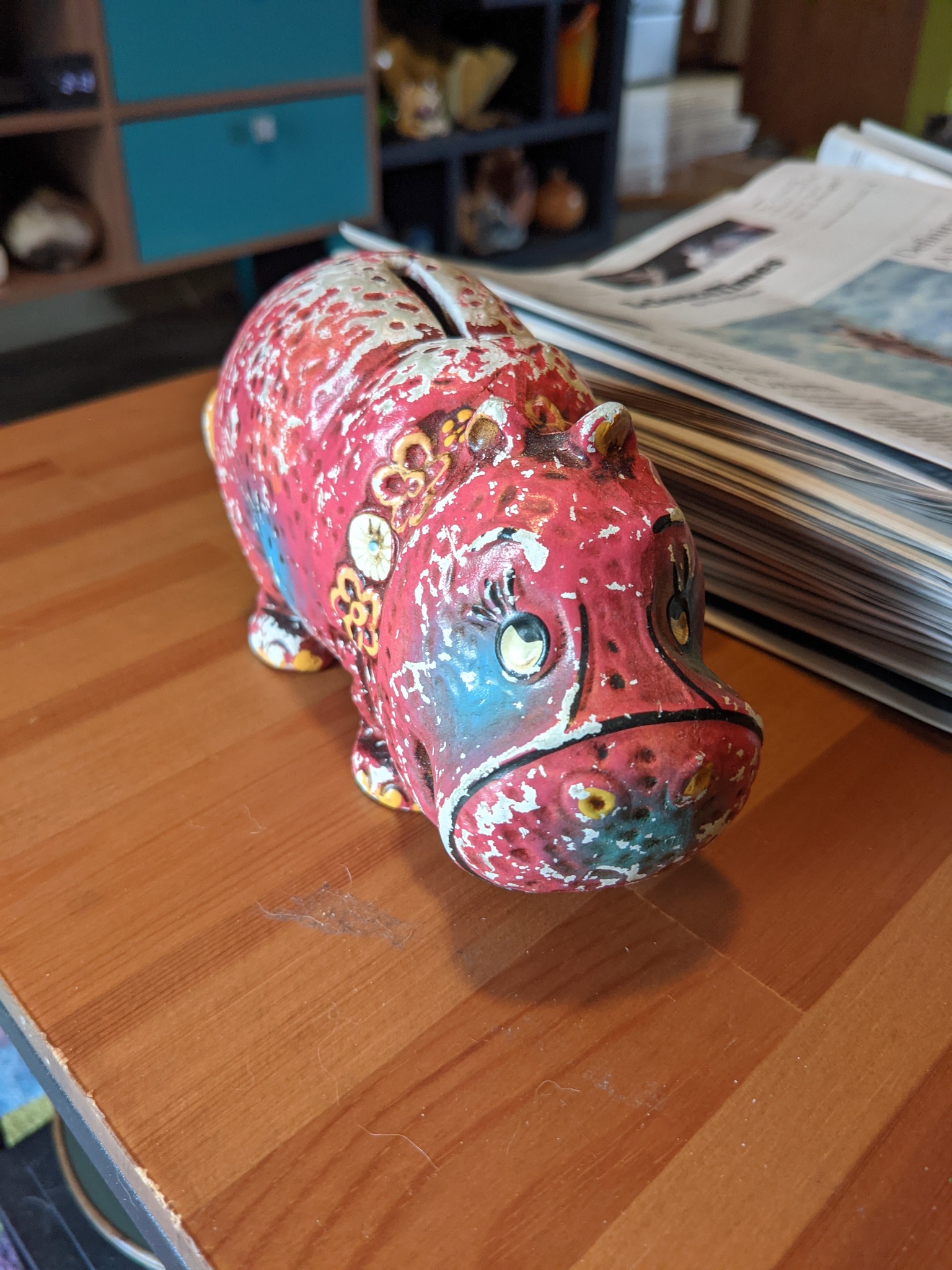 Vintage House Hippo Bank from the 60s Found at Antique Store