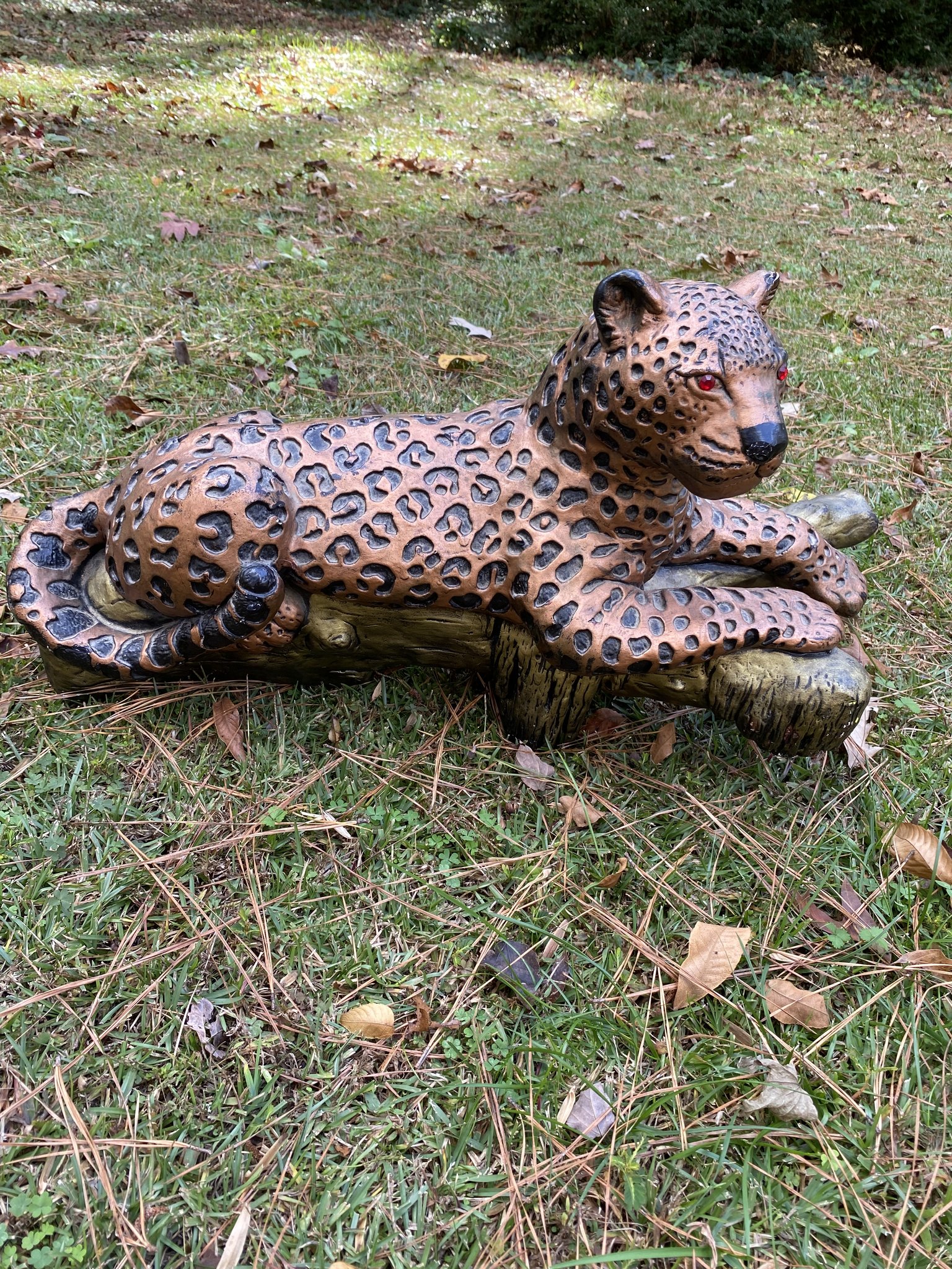 Huge vintage leopard on a log - he is weird & wonderful! Found at