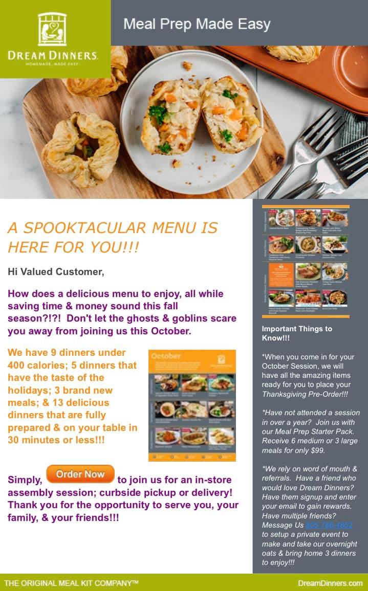 Dream Dinners Ferrini Square - Remember to signup for your October ...